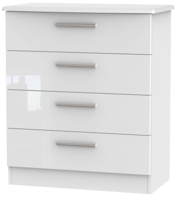 Product photograph of Knightsbridge 4 Drawer Chest - Comes In White High Gloss Black High Gloss And Cream High Gloss And Cream Matt Options from Choice Furniture Superstore