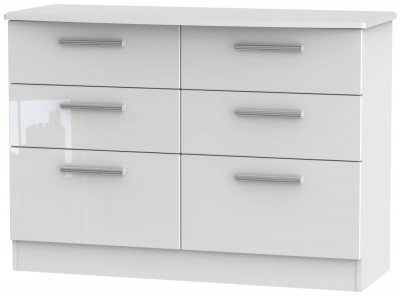 Product photograph of Knightsbridge 6 Drawer Midi Chest - Comes In White High Gloss Black High Gloss And Cream High Gloss And Cream Matt Options from Choice Furniture Superstore
