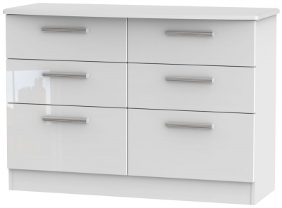 Product photograph of Knightsbridge White Gloss 6 Drawer Midi Chest from Choice Furniture Superstore