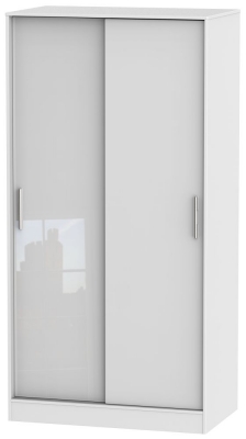 Product photograph of Knightsbridge White Gloss 2 Door Sliding Wardrobe from Choice Furniture Superstore