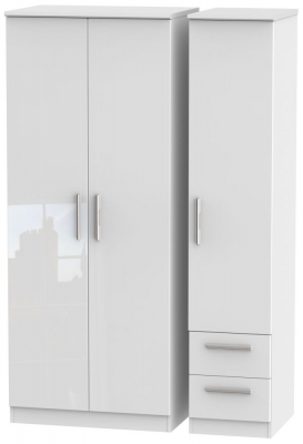 Product photograph of Knightsbridge 3 Door 2 Right Drawer Wardrobe - Comes In White High Gloss Black High Gloss And Cream High Gloss And Cream Matt Options from Choice Furniture Superstore