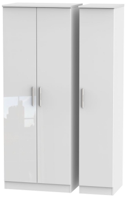 Product photograph of Knightsbridge 3 Door Tall Wardrobe - Comes In White High Gloss Black High Gloss And Cream High Gloss And Cream Matt Options from Choice Furniture Superstore