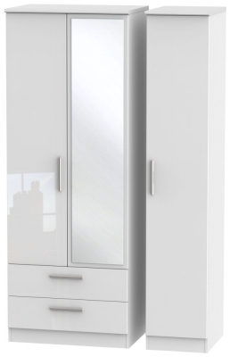 Product photograph of Knightsbridge 3 Door 2 Left Drawer Tall Combi Wardrobe - Comes In White High Gloss Black High Gloss And Cream High Gloss And Cream Matt Options from Choice Furniture Superstore