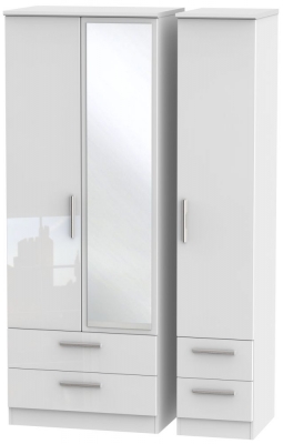 Product photograph of Knightsbridge 3 Door 4 Drawer Tall Combi Wardrobe - Comes In White High Gloss Black High Gloss And Cream High Gloss And Cream Matt Options from Choice Furniture Superstore