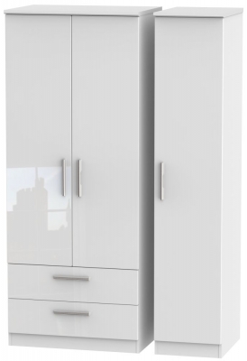 Product photograph of Knightsbridge 3 Door 2 Left Drawer Wardrobe - Comes In White High Gloss Black High Gloss And Cream High Gloss And Cream Matt Options from Choice Furniture Superstore