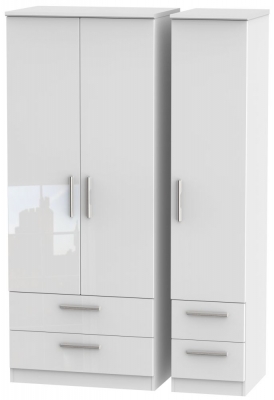 Product photograph of Knightsbridge 3 Door 4 Drawer Wardrobe - Comes In White High Gloss Black High Gloss And Cream High Gloss And Cream Matt Options from Choice Furniture Superstore