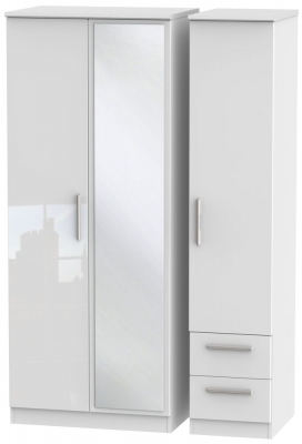 Product photograph of Knightsbridge 3 Door 2 Right Drawer Combi Wardrobe - Comes In White High Gloss Black High Gloss And Cream High Gloss And Cream Matt Options from Choice Furniture Superstore