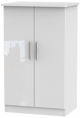 Knightsbridge 2 Door Midi Wardrobe - Comes in White High Gloss, Black High Gloss and Cream High Gloss and Cream Matt Options
