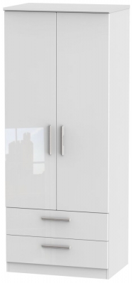 Product photograph of Knightsbridge 2 Door 2 Drawer Wardrobe - Comes In White High Gloss Black High Gloss And Cream High Gloss And Cream Matt Options from Choice Furniture Superstore