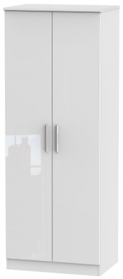 Product photograph of Knightsbridge 2 Door Tall Hanging Wardrobe - Comes In White High Gloss Black High Gloss And Cream High Gloss And Cream Matt Options from Choice Furniture Superstore