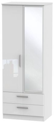 Product photograph of Knightsbridge 2 Door Tall Combi Wardrobe - Comes In White High Gloss Black High Gloss And Cream High Gloss And Cream Matt Options from Choice Furniture Superstore