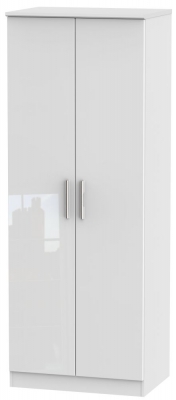 Product photograph of Knightsbridge 2 Door Tall Wardrobe - Comes In White High Gloss Black High Gloss And Cream High Gloss And Cream Matt Options from Choice Furniture Superstore