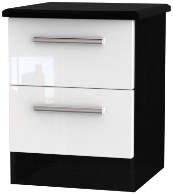 Product photograph of Knightsbridge White Gloss And Black 2 Drawer Bedside Cabinet from Choice Furniture Superstore