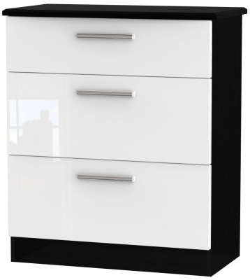 Product photograph of Knightsbridge White Gloss And Black 3 Drawer Deep Chest from Choice Furniture Superstore