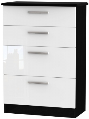 Product photograph of Knightsbridge White Gloss And Black 4 Drawer Deep Chest from Choice Furniture Superstore