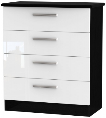 Product photograph of Knightsbridge White Gloss And Black 4 Drawer Chest from Choice Furniture Superstore
