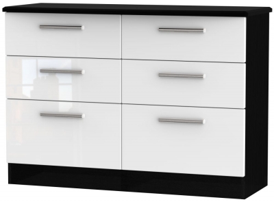 Product photograph of Knightsbridge White Gloss And Black 6 Drawer Midi Chest from Choice Furniture Superstore