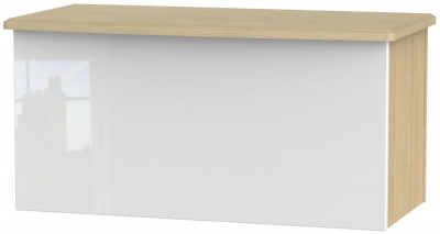 Product photograph of Knightsbridge Blanket Box - High Gloss White And Light Oak from Choice Furniture Superstore