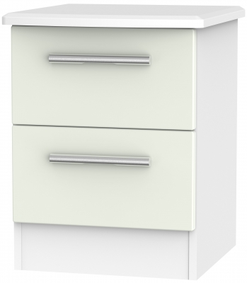 Product photograph of Knightsbridge Cashmere Matt And White 2 Drawer Bedside Cabinet from Choice Furniture Superstore