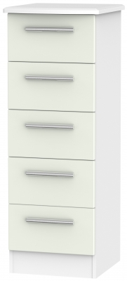 Product photograph of Knightsbridge 5 Drawer Tall Chest - Kaschmir Matt And White from Choice Furniture Superstore