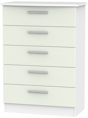 Product photograph of Knightsbridge Cashmere Matt And White 5 Drawer Chest from Choice Furniture Superstore