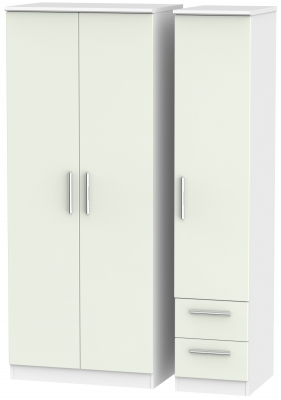 Product photograph of Knightsbridge 3 Door 2 Right Drawer Wardrobe - Kaschmir Matt And White from Choice Furniture Superstore