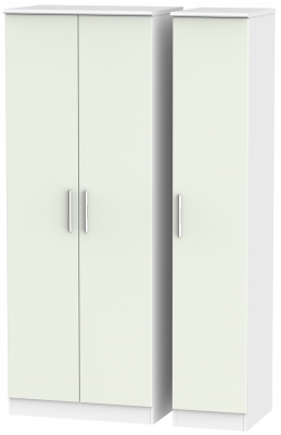 Product photograph of Knightsbridge Cashmere Matt And White 3 Door Tall Triple Wardrobe from Choice Furniture Superstore