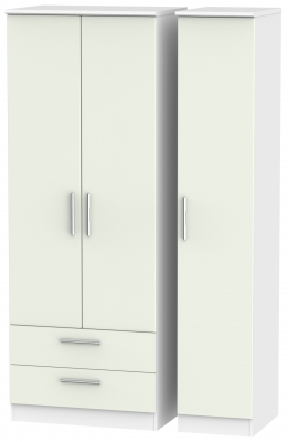 Product photograph of Knightsbridge Cashmere Matt And White 3 Door Tall Triple Wardrobe - Lhf 2 Drawers from Choice Furniture Superstore