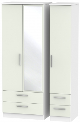 Product photograph of Knightsbridge 3 Door 4 Drawer Tall Combi Wardrobe - Kaschmir Matt And White from Choice Furniture Superstore