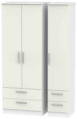 Product photograph of Knightsbridge Cashmere Matt And White 3 Door Tall Triple Wardrobe - 4 Drawers from Choice Furniture Superstore