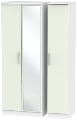 Product photograph of Knightsbridge 3 Door Tall Mirror Wardrobe - Kaschmir Matt And White from Choice Furniture Superstore