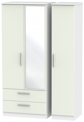 Product photograph of Knightsbridge 3 Door 2 Left Drawer Combi Wardrobe - Kaschmir Matt And White from Choice Furniture Superstore