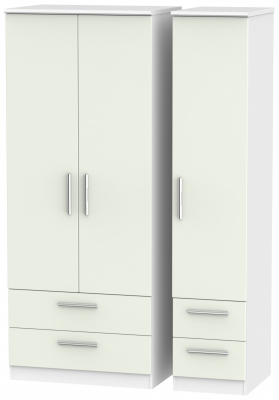 Product photograph of Knightsbridge 3 Door 4 Drawer Wardrobe - Kaschmir Matt And White from Choice Furniture Superstore