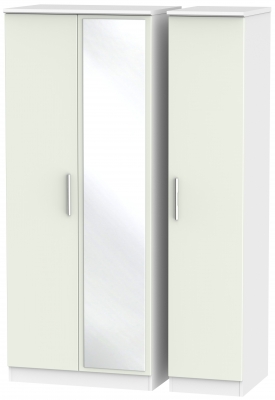 Product photograph of Knightsbridge Cashmere Matt And White 3 Door Triple Wardrobe - 1 Mirror from Choice Furniture Superstore