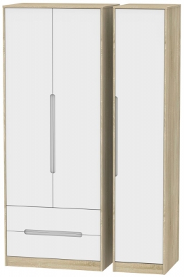 Product photograph of Monaco 3 Door 2 Left Drawer Tall Wardrobe - White Matt And Bardolino from Choice Furniture Superstore