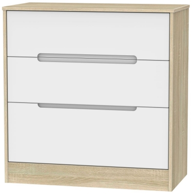 Product photograph of Monaco 3 Drawer Deep Chest - White Matt And Bardolino from Choice Furniture Superstore