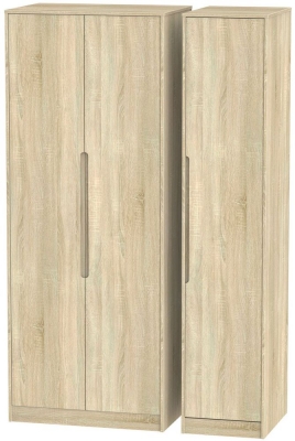Product photograph of Monaco Oak Effect 3 Door Tall Triple Wardrobe from Choice Furniture Superstore