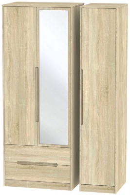 Product photograph of Monaco Oak Effect 3 Door Tall Combi Wardrobe - 1 Mirror And Lhf 2 Drawers from Choice Furniture Superstore