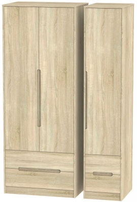 Product photograph of Monaco Oak Effect 3 Door Tall Triple Wardrobe - 4 Drawers from Choice Furniture Superstore