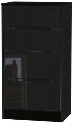 Product photograph of Monaco Black Gloss 4 Drawer Deep Midi Chest from Choice Furniture Superstore