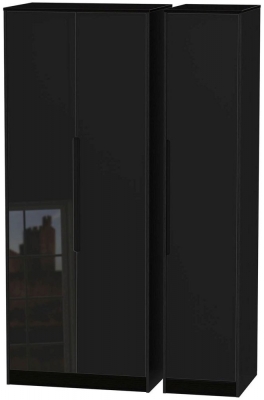 Product photograph of Monaco Black Gloss 3 Door Tall Triple Wardrobe from Choice Furniture Superstore