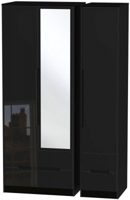 Product photograph of Monaco Black Gloss 3 Door Tall Combi Wardrobe - 1 Mirror from Choice Furniture Superstore