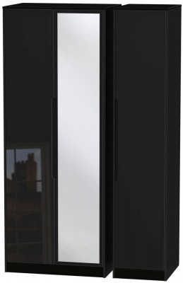 Product photograph of Monaco Black Gloss 3 Door Tall Triple Wardrobe - 1 Mirror from Choice Furniture Superstore