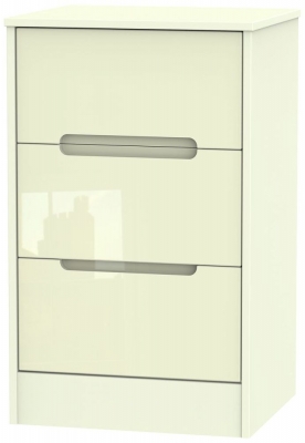 Product photograph of Monaco Cream Gloss 3 Drawer Beside Cabinet from Choice Furniture Superstore