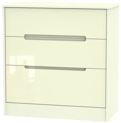 Product photograph of Monaco Cream Gloss 3 Drawer Deep Chest from Choice Furniture Superstore