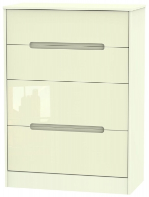 Product photograph of Monaco Cream Gloss 4 Drawer Deep Chest from Choice Furniture Superstore