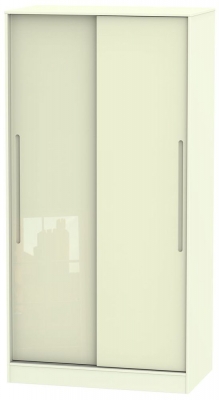 Product photograph of Monaco Cream Gloss 2 Door Sliding Wardrobe from Choice Furniture Superstore