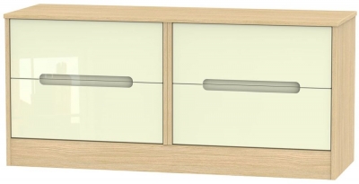 Product photograph of Monaco Cream Gloss And Light Oak Bed Box from Choice Furniture Superstore
