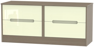 Product photograph of Monaco Cream Gloss And Toronto Walnut Bed Box from Choice Furniture Superstore