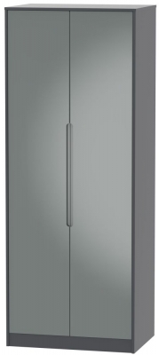 Product photograph of Monaco Grey Gloss And Graphite 2 Door Plain Tall Wardrobe from Choice Furniture Superstore